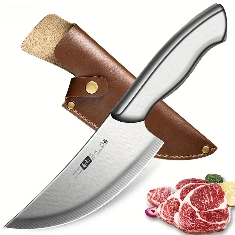 All steel boning knife with knife set, professional meat cleaveroutdoor portable barbecue fixed blade knife,kitchen accessories