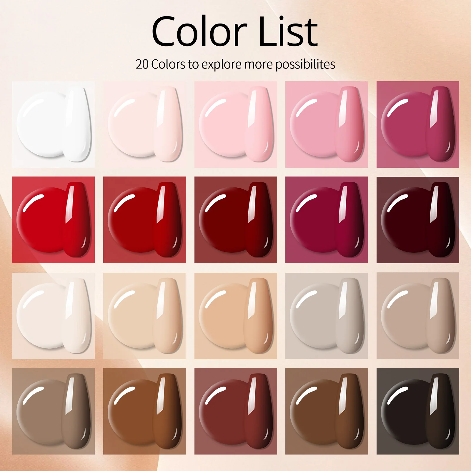 Ur SUGAR 23 peças conjunto de esmaltes em gel série nude vermelha com revestimento superior de longa duração outono fosco embeber off gel uv kit de manicure para unhas