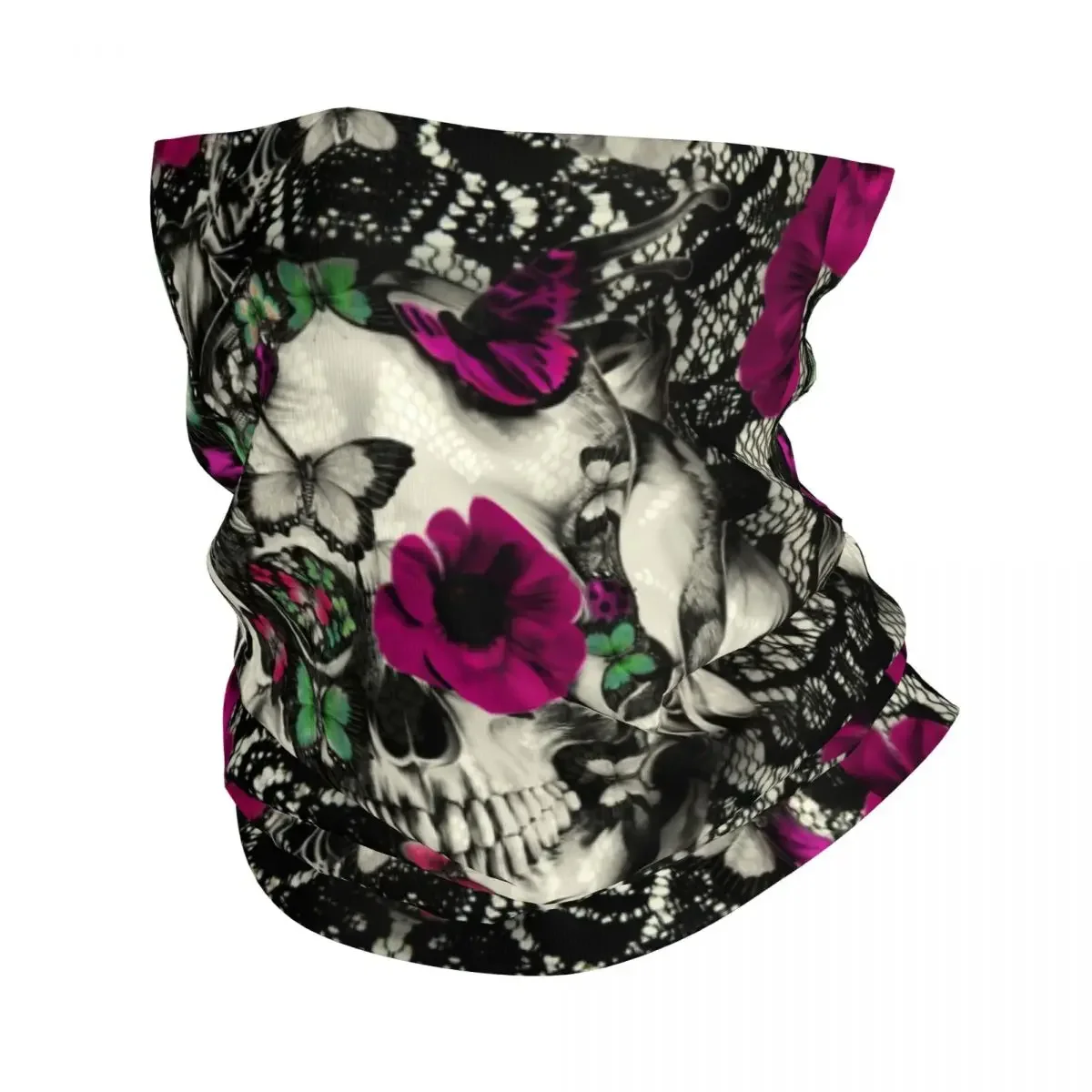 Victorian Gothic Lace Skull Floral Bandana Neck Gaiter Printed Balaclavas Magic Scarf Outdoor Headband Running Men Breathable