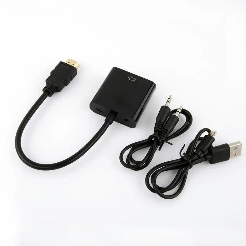 HD 1080P HDMI To VGA Cable Converter With Audio Power Supply HDMI Male To VGA Female Converter Adapter for Tablet laptop PC TV