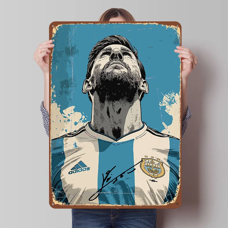 Lionel Messi Metal Poster Customized Wall Art Retro Vintage Tinplate Signs for Man Cave Luxury Home Decor Items Coffee Bar Room