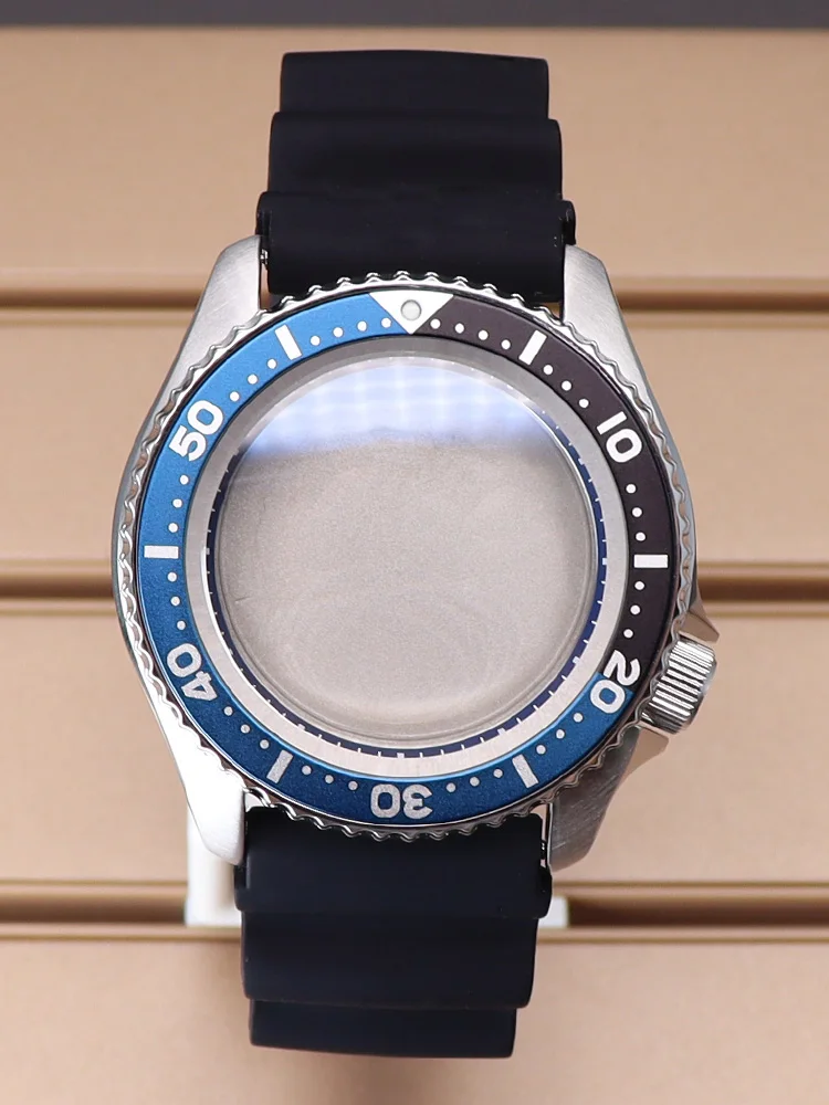 Caja de reloj plateada/negra de 42,5mm, cristal de zafiro resistente al agua para Seiko NH35 NH36 NH34, accesorio de reloj Movt NH35 automático