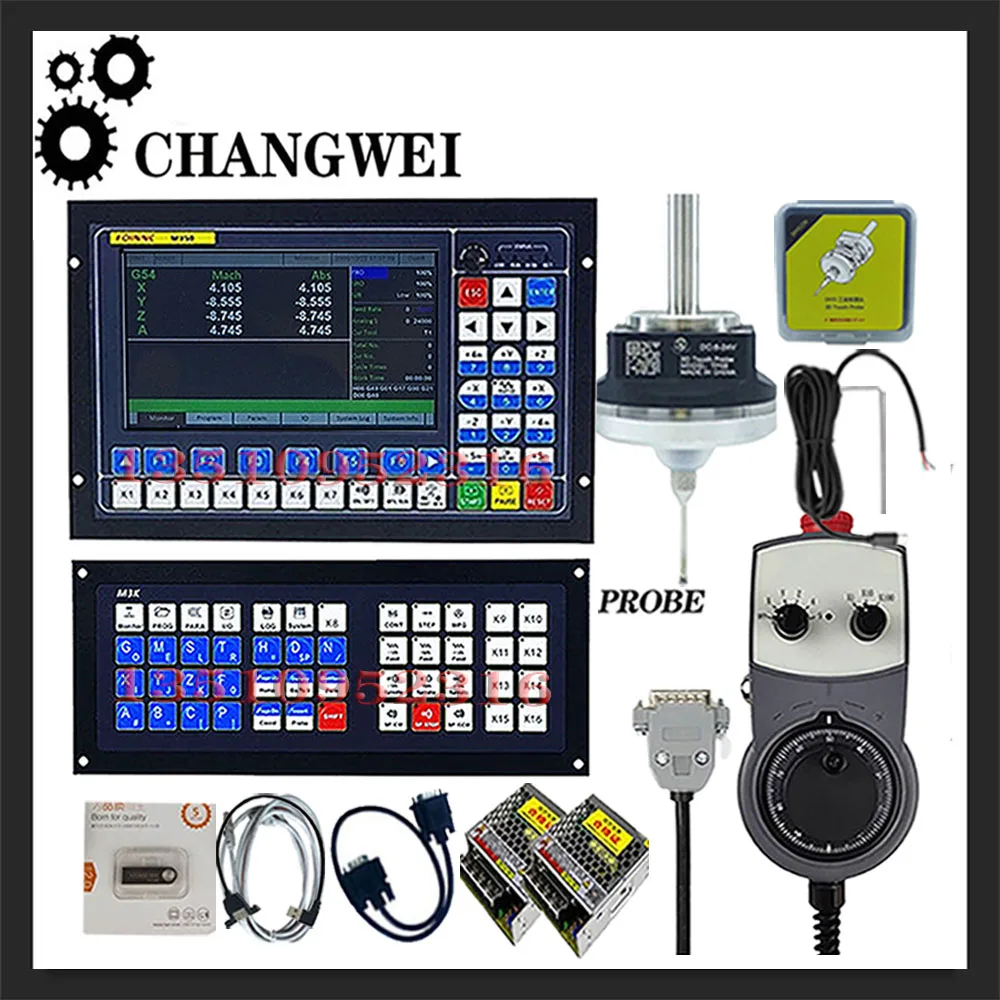 M350 3/4/5 Axis G Code Cnc Engraving Machine Controller Latest Extended Keyboard +3d Edge Finder Probe+handwheel Mpg+75w24v