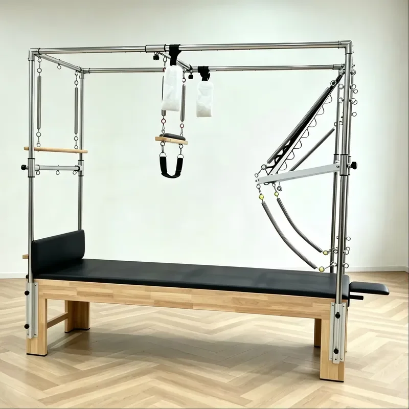 Elink E-07 Durable Oak Wood Pilates Training Bed Trapeze Set Adjustable Multifunction Exercise Equipment