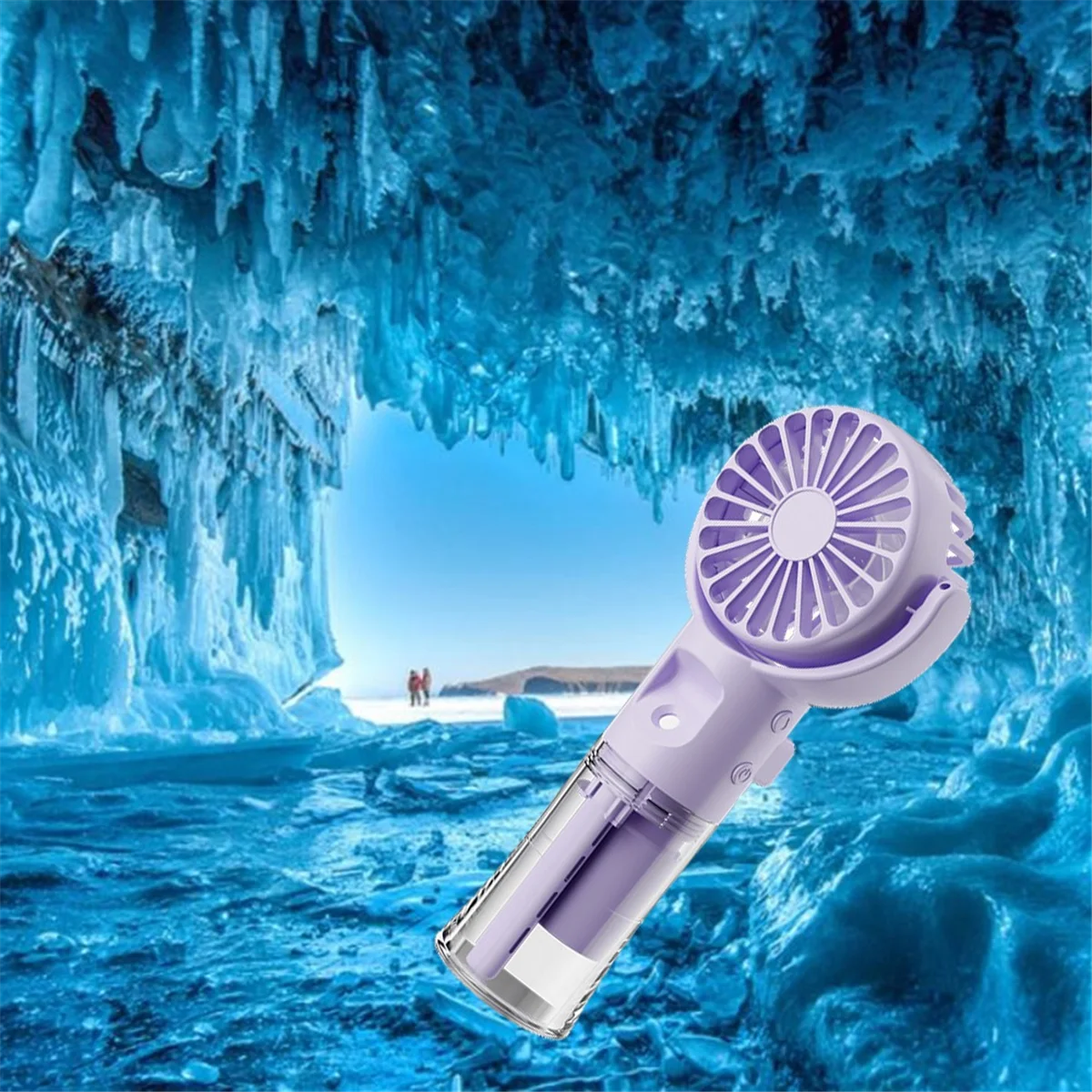 A74G-F4 مروحة رذاذ محمولة، مروحة رذاذ مرطبة، مروحة معلقة للرقبة، مروحة صغيرة محمولة قابلة للطي، أرجواني