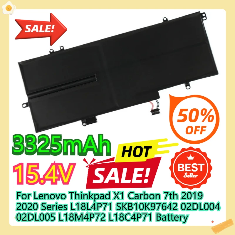 

For Lenovo Thinkpad X1 Carbon 7th 2019 2020 Series L18L4P71 SKB10K97642 02DL004 02DL005 L18M4P72 L18C4P71 Battery