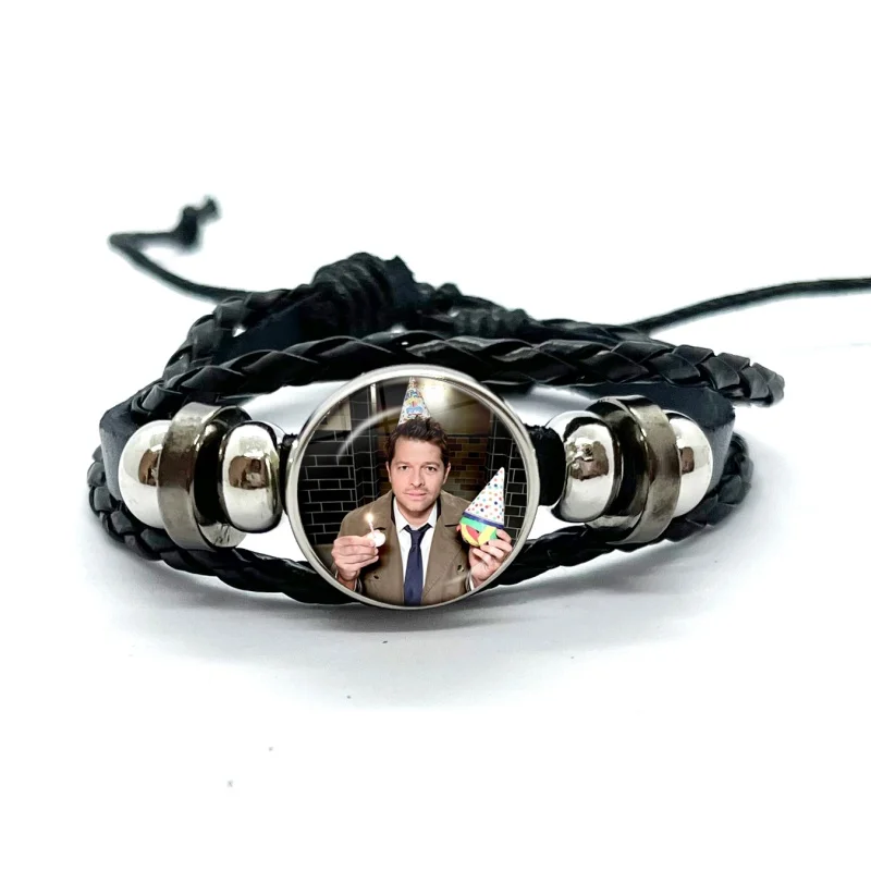 Movie Supernatural Leather Bracelets Dean Winchester Jensen Ackles Cute Meme Multilayer Braided Bracelets Bangles Jewelry Gifts - view 4
