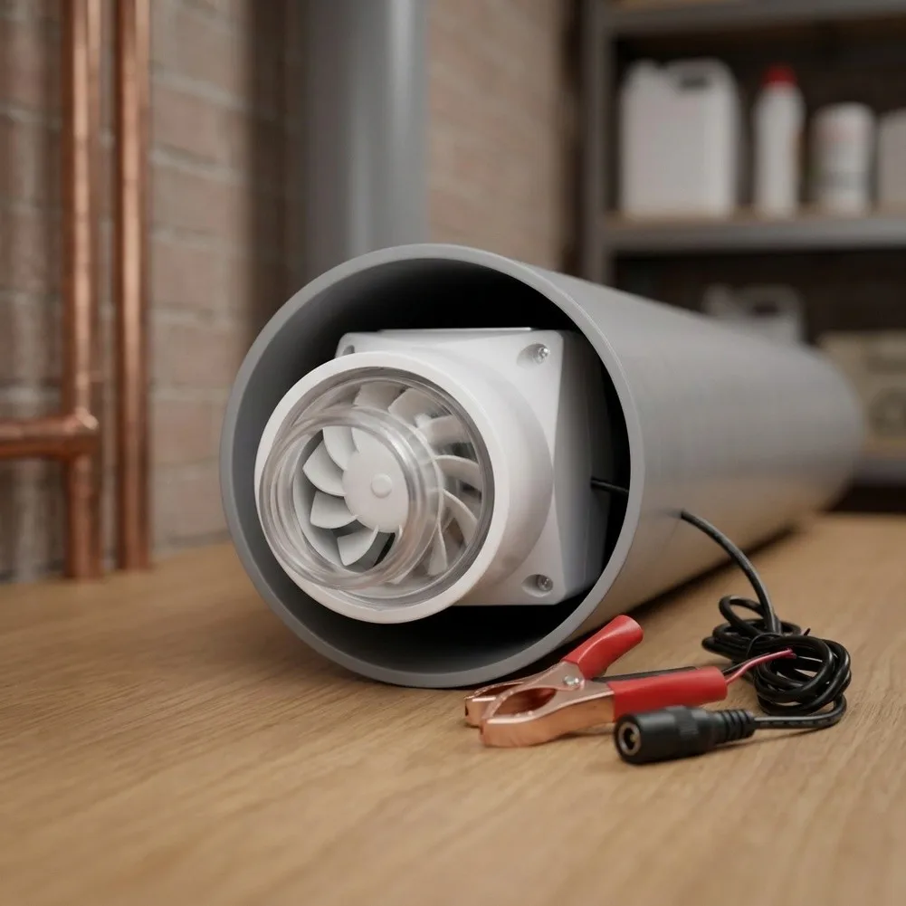 High-Flow 12V Inline Blower for Small-Duct Installations in Boats for campers Battery Compartments and Instrument Panels