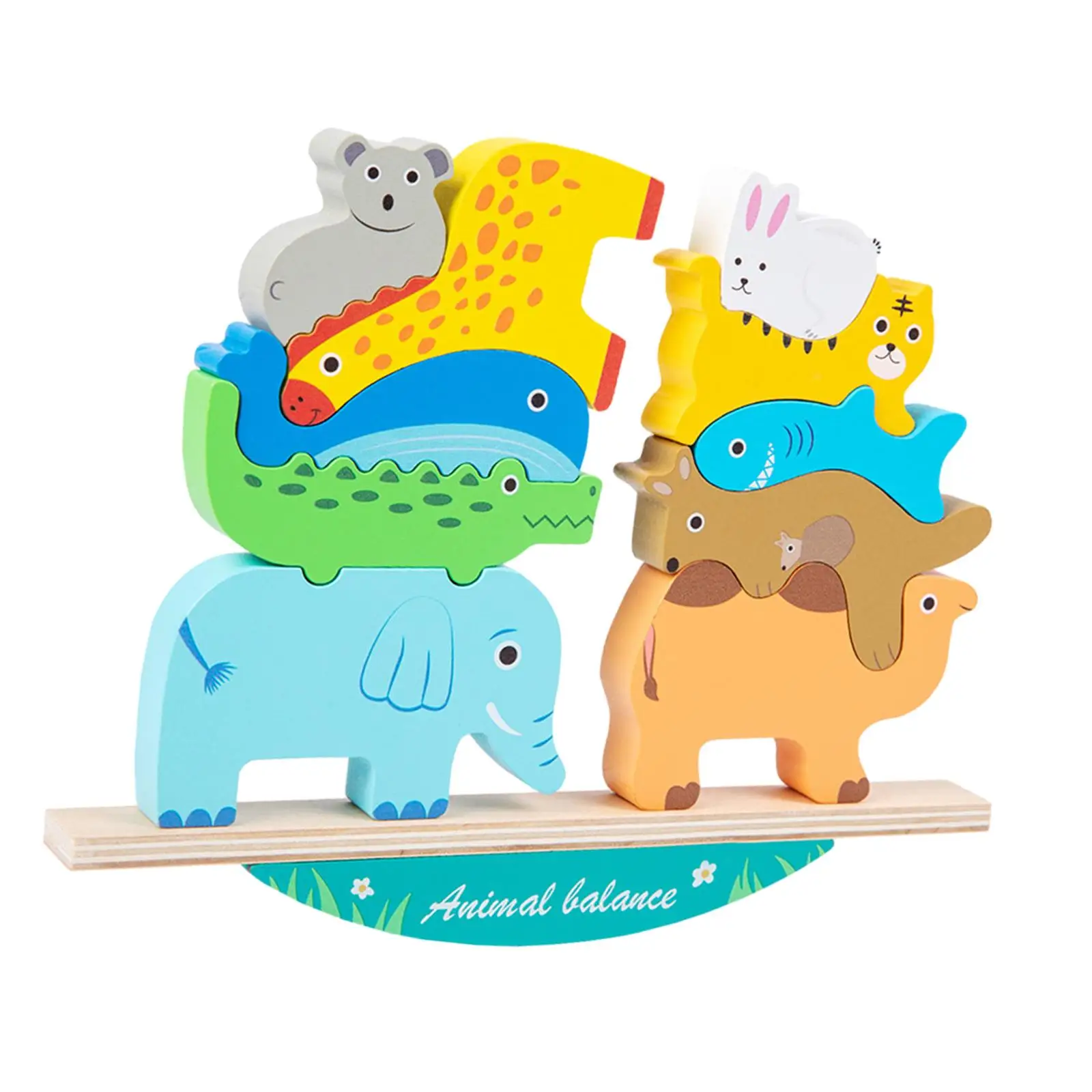 Wooden Balance Block Toy Smooth Surface Recognition Toy Wooden Animal Blocks