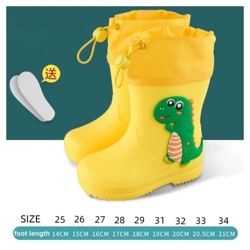 Children\'s Cartoon Rain Boots Kids Rainy Day Garden Shoes Dinosaurs Rabbits Horses Waterproof and Anti Slip Children\'s Shoes