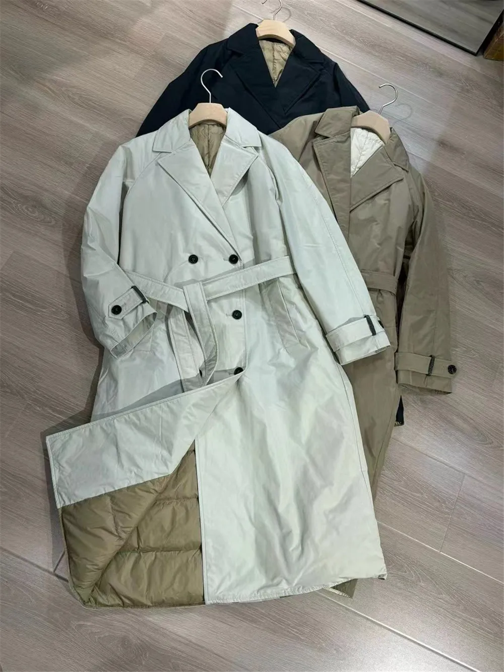 Women's Thick Trench Coat Female Double-Breasted Waistbelt Long Windbreaker Jackets High-Quality Clothing