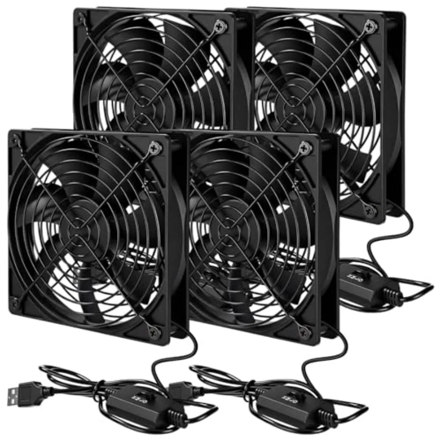 

Комплект из 4 черных USB-вентиляторов 120x25 мм с 3 скоростями, питанием от USB 5В, для охлаждения ПК, приемников, DVR, ТВ-приставок, роутеров