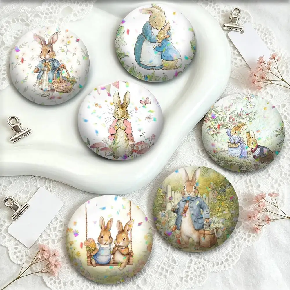 Cartoon Character Cute-Peter Rabbit-Smart  25mm 32mm 44mm 58mm 75mm Brooches Badges Pins for Accessories Gift