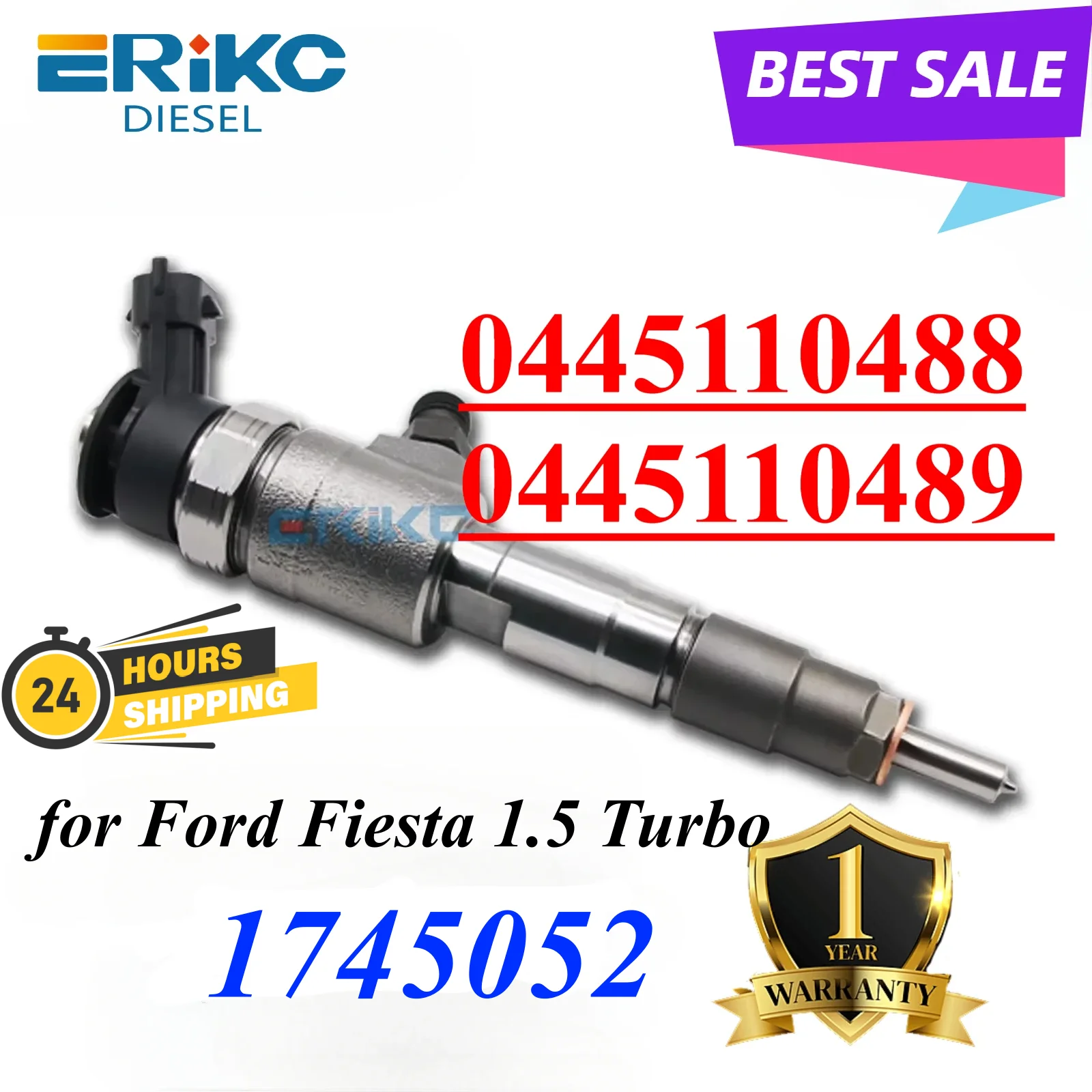 0445110489 Common Rail Injector 0445110488 Engine Oil Sprayer 1745052 Engine Nozzle Assy for Ford Fiesta 1.5 Turbo CV8Q-9F593AA