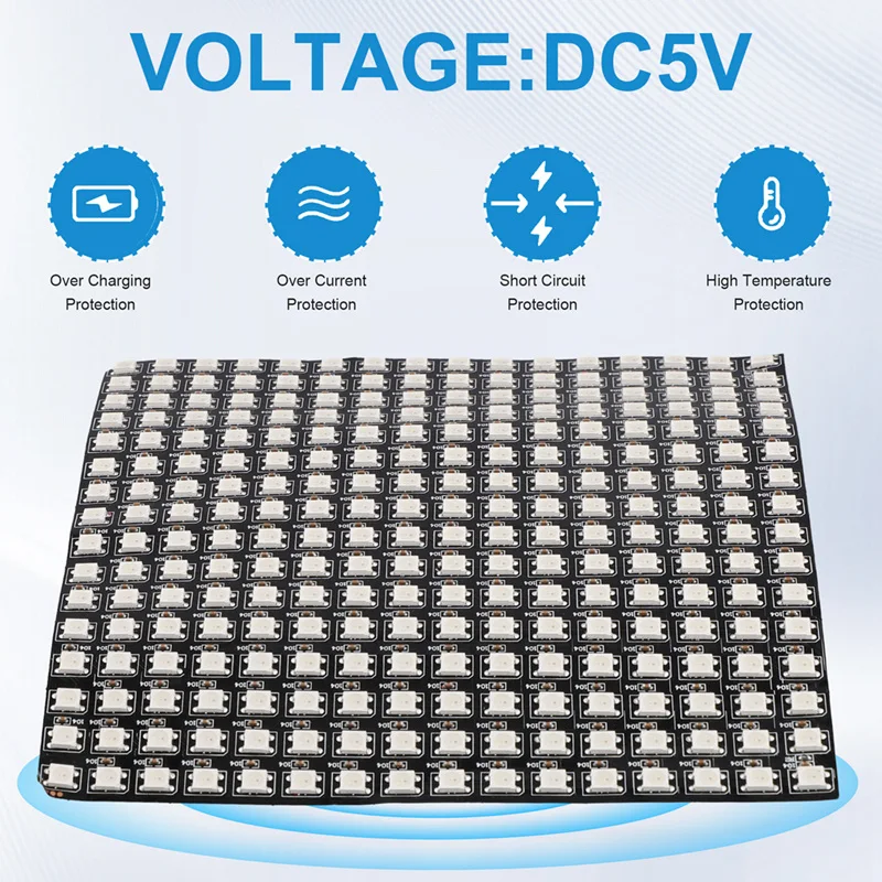 WS2812 RGB LED Matrix Panel WS2812 Led Programmable Light Individually Addressable Flexible For Video Display, DC5V (16X16)