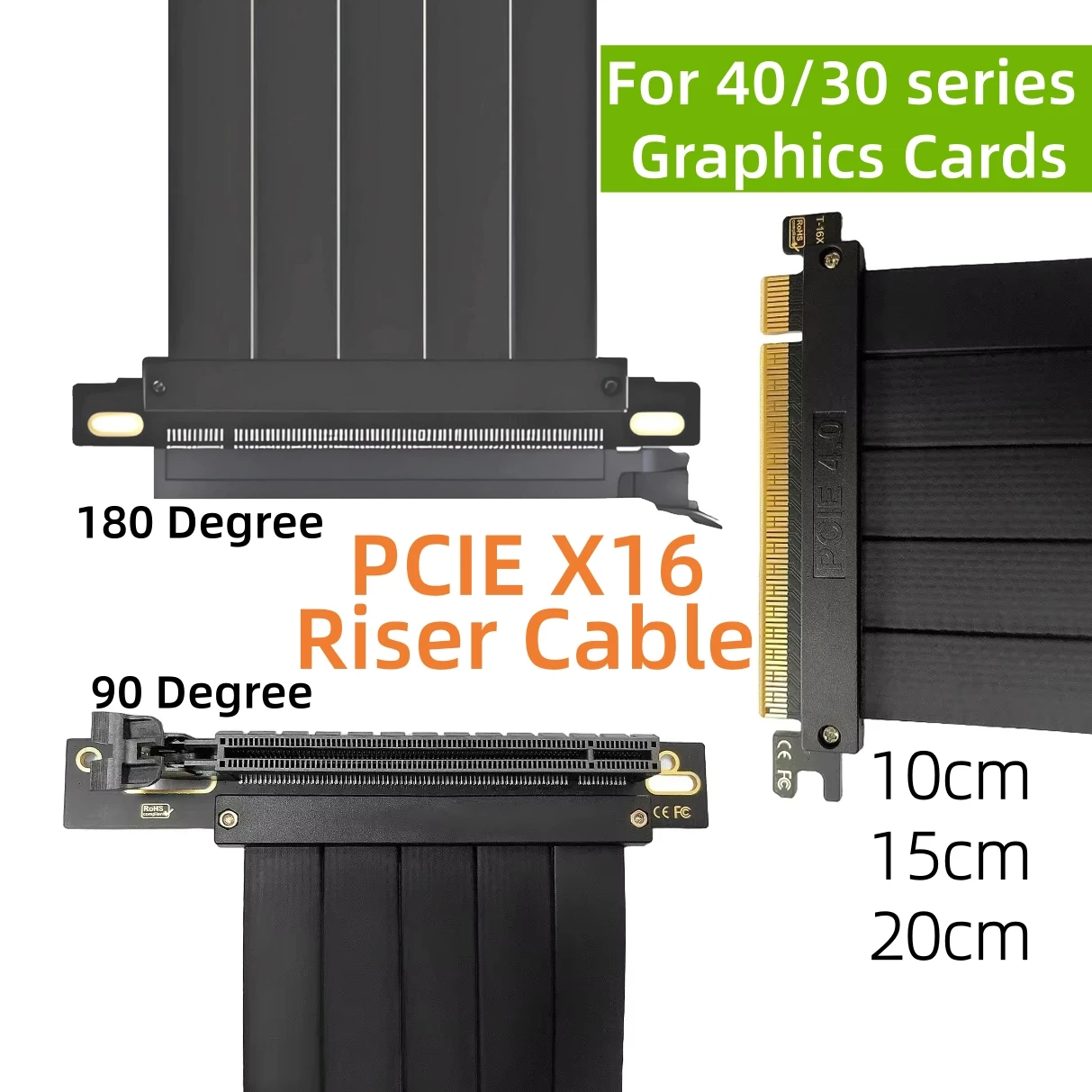 10/15/20cm Full Speed PCIE 3.0/4.0 X16 Riser Graphics Video Card Extension Cable Computer GPU Expansion Flexible Shielded Cord
