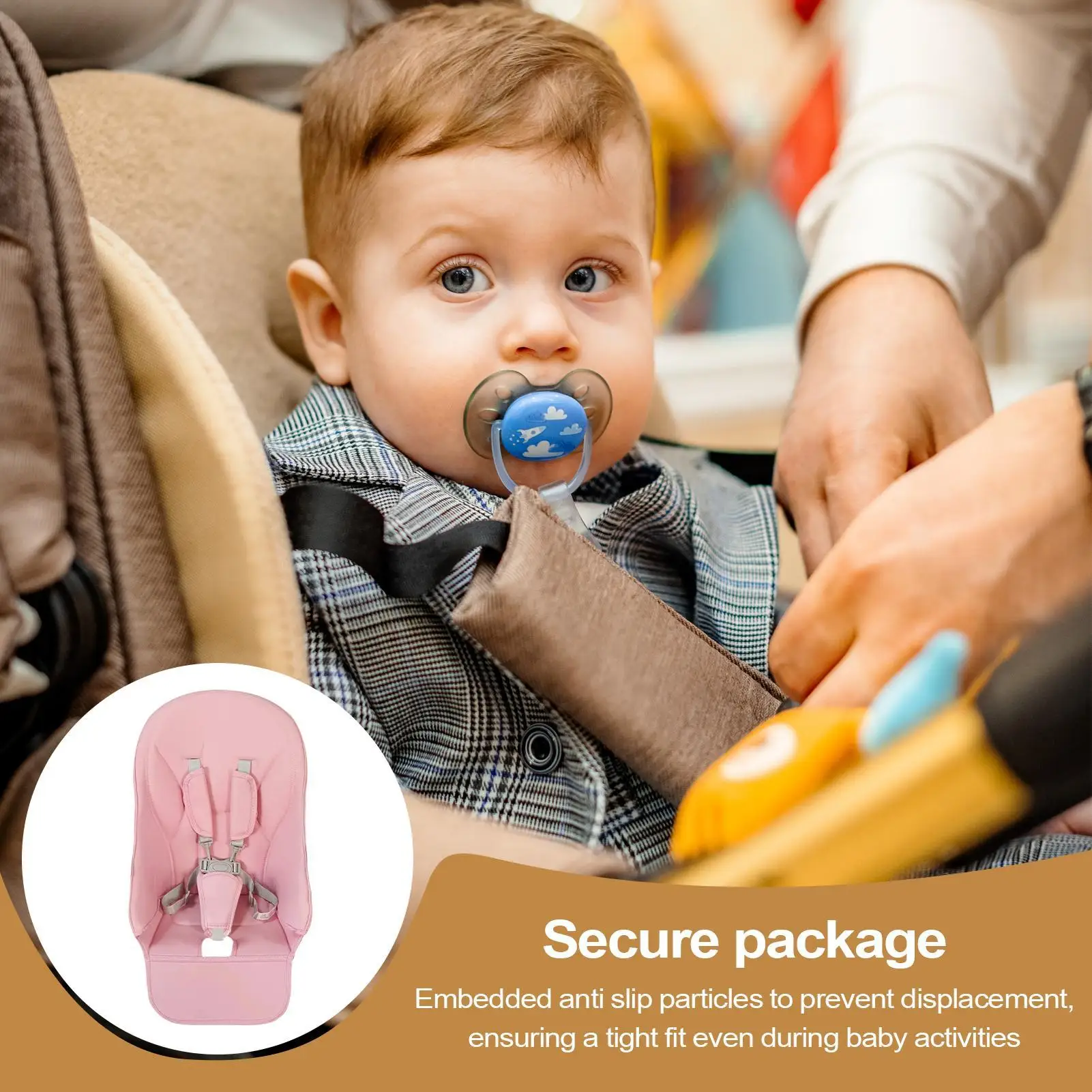 

Baby Harness Baby High Chair Cushion PU Leather Shoulder Crotch PAD Safety Belt Length Adjust for Feeding Dining Chair Safety