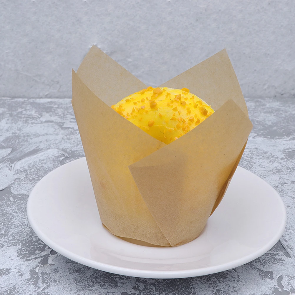 

200pcs Paper Liners Cake Baking Cupcake Liners Boxes Baking Cups Wrappers Muffin Cups Simulated Tulip Food Grade Oil Proof