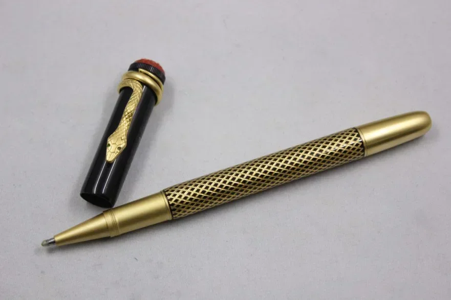 Pena Bolpoin Logam MB Kualitas Tinggi Pena Bola Rol Caneta Klip Ular Tatahan untuk Menulis Aksesori Kantor Bisnis