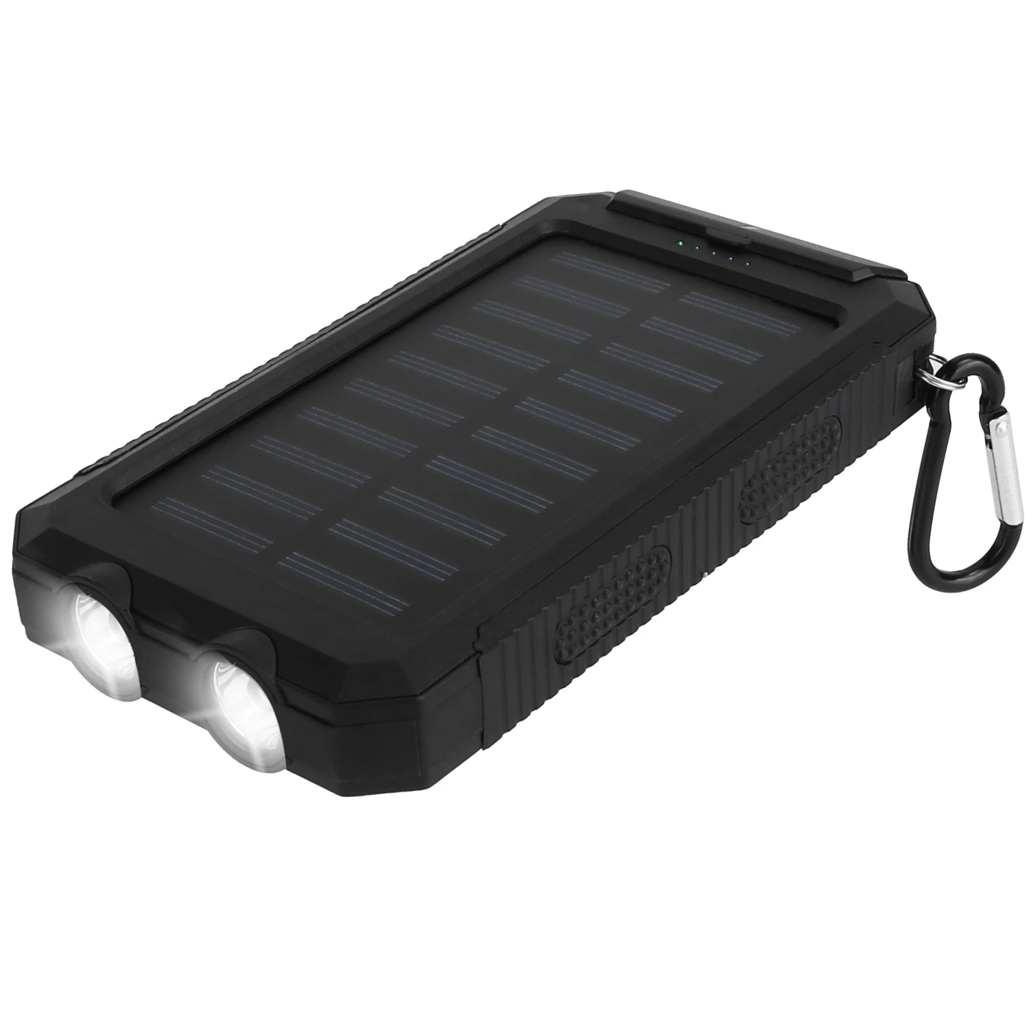 

1 шт. 1 Вт/ч Солнечный Power Bank (внешний аккумулятор) с двумя USB-портами, зарядное устройство для улицы с индикаторами заряда батареи и SOS LED-фонариками