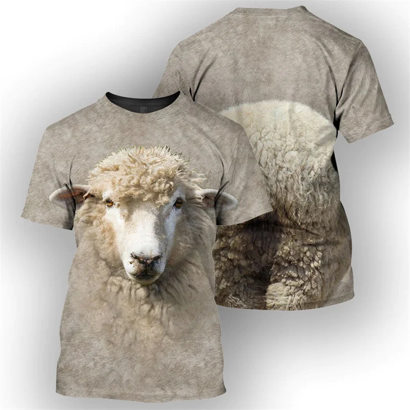 Sheep Bull Donkey Horse T-shirt Men Cool Animal 3d Animal Alpaca Print Short Sleeves Streetwear T Shirt Kids Oversized Clothing