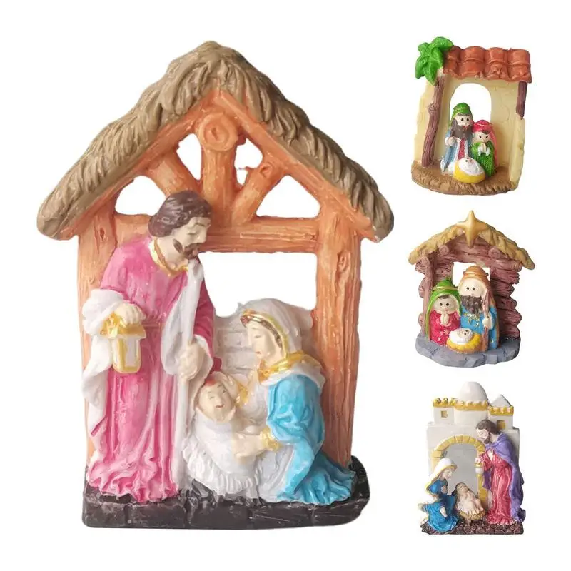 Resin Nativity Ornament Jesus Statue Ornament Lovely Holy Family Decor Home Decor Accents for Indoor for Bedroom Study Room