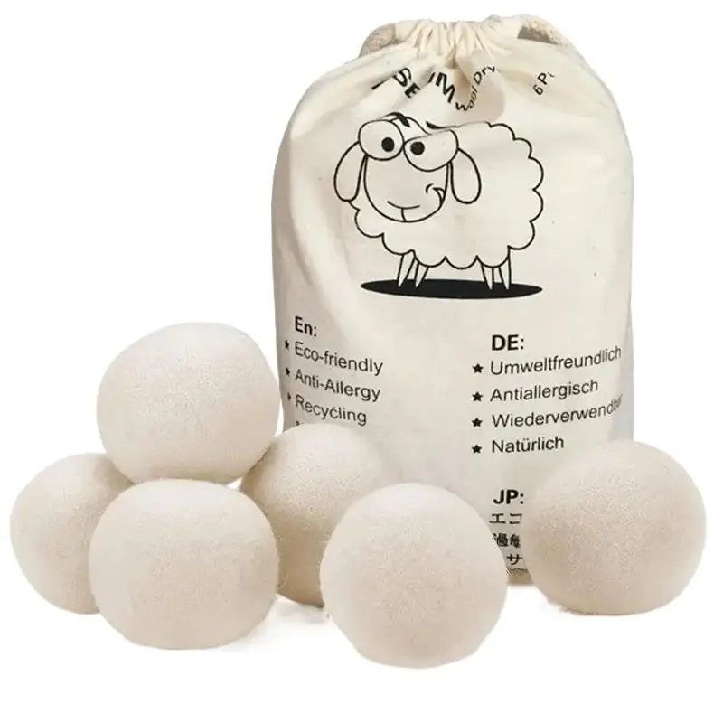 1/3/6 pièces boules de séchage de laine tissu vierge adoucisseur réutilisable blanchisserie 5cm Kit sec balle pratique boules de lavage à domicile boules de séchage de laine