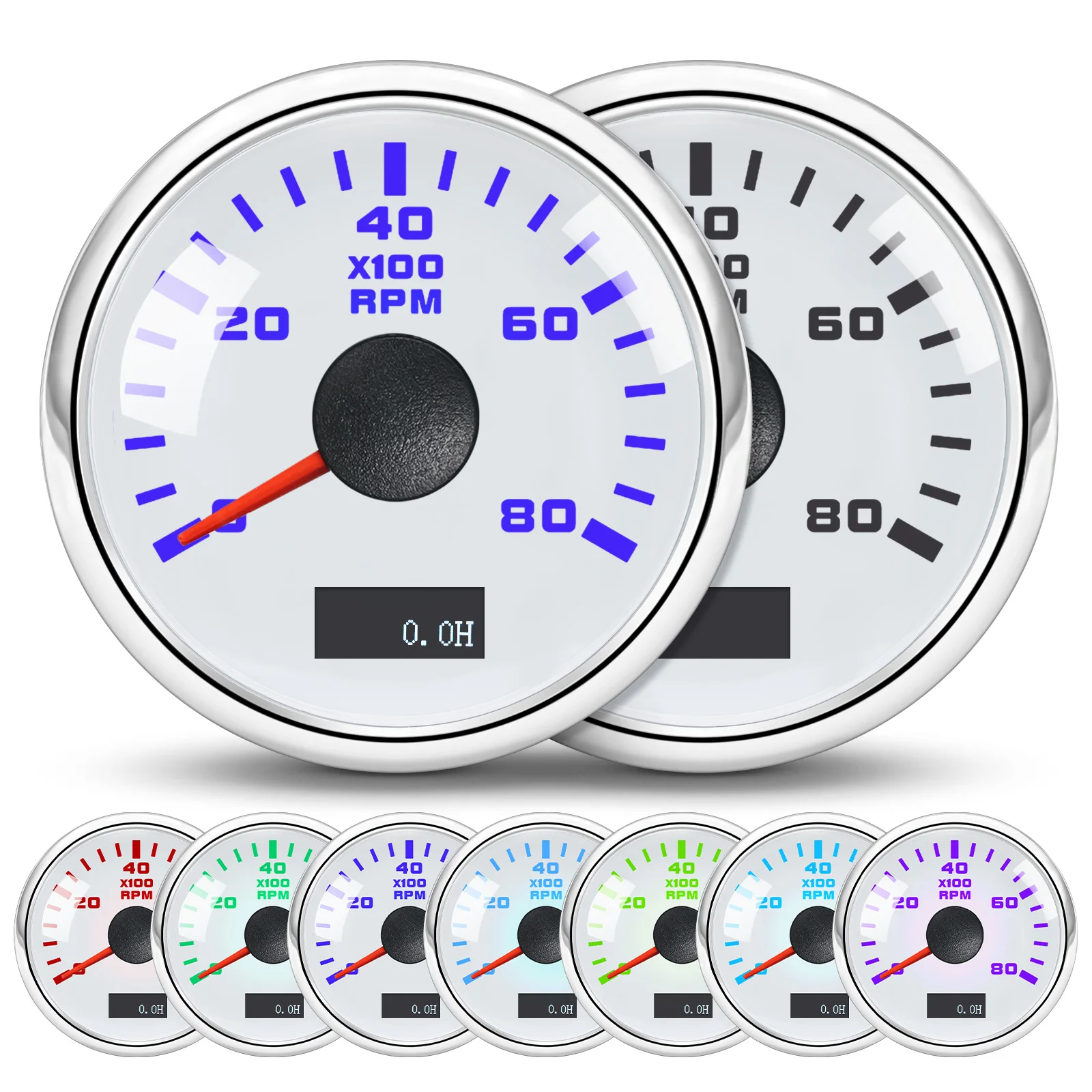 52mm 8000 obr./min miernik obrotomierz 3000 obr./min 4000 obr./min 7 kolorów podświetlenie dla łodzi morskiej samochodu 12V silnik benzynowy z silnikiem wysokoprężnym