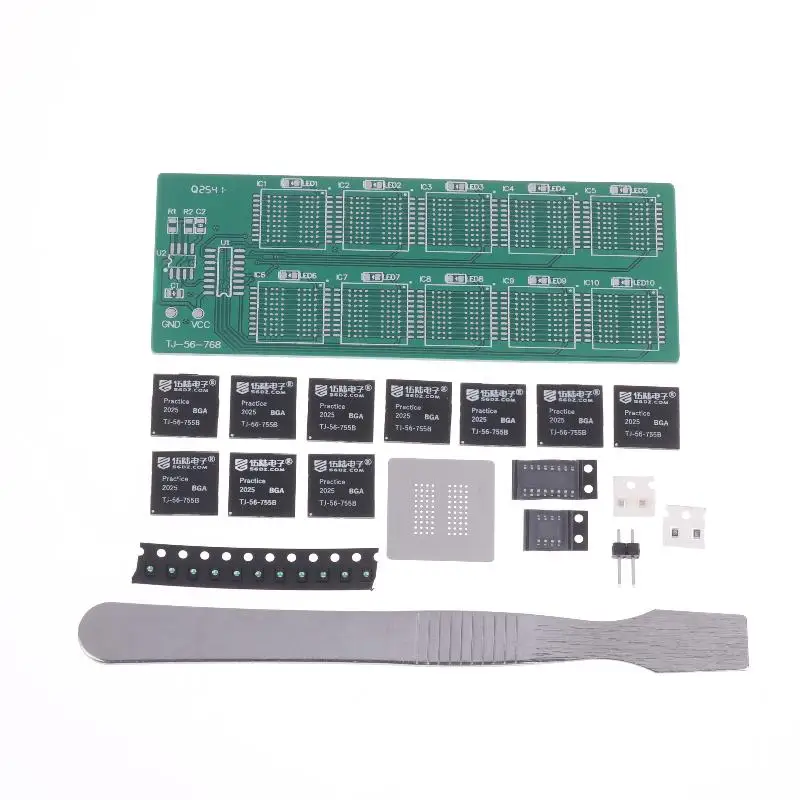 Soldeer-oefenbordset met BGA-chipset voor training in decimaal lichtgevend licht; losse accessoires voor educatieve doeleinden