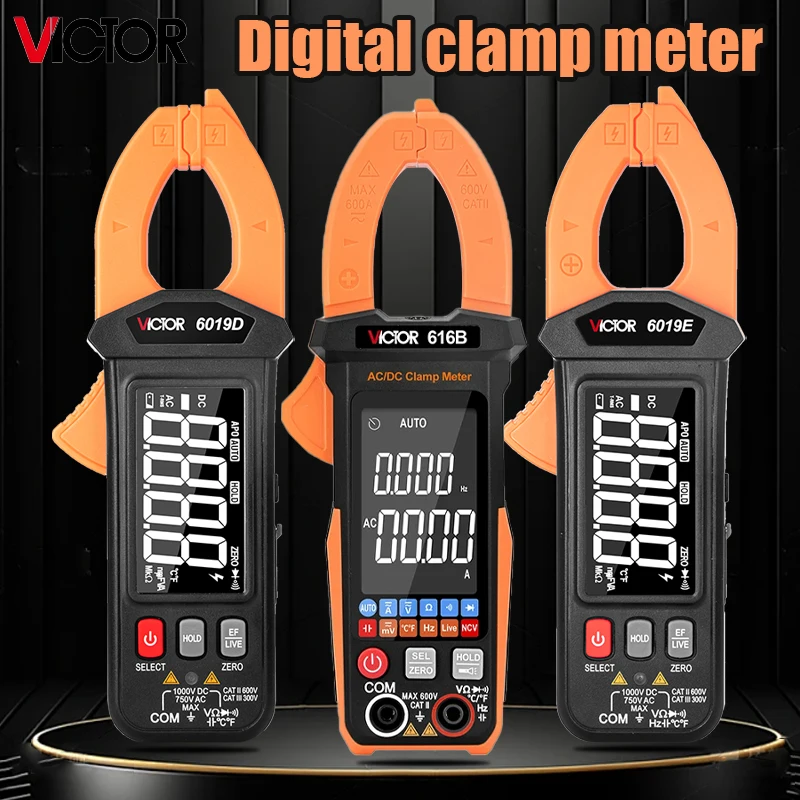 

Victor DIgital Clamp Meter Mini Big Screen Reverse 6000 Count Ohm Capacitance Frequency Temp Full Function Clamp Meter