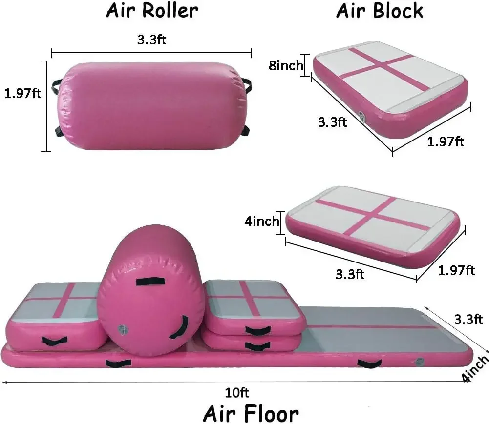 Inflatable Gymnastics Air Mat Tumble Track 5pcs Set Tumbling Mat Gymnastics Air Roller Barrel