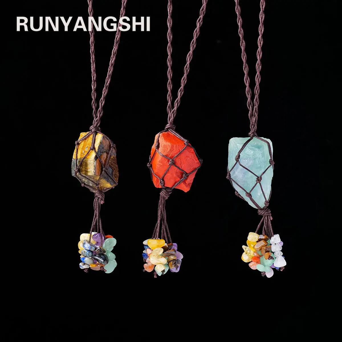 1PC Natural Crystal Chakra Pendant Raw Stone Healing Car Pendant Yoga Energy Gemstone Jewelry Gift for Dad And Fathers