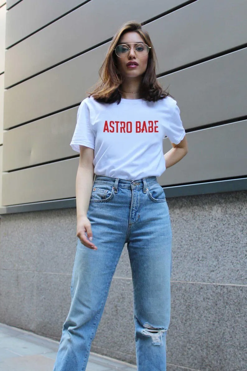 Skuggnas Astro Babe Aesthetic Graphic Tee Hipster T Shirt Summer Cotton t shirt Gift for friends Fashion Women Tumblr Shirt