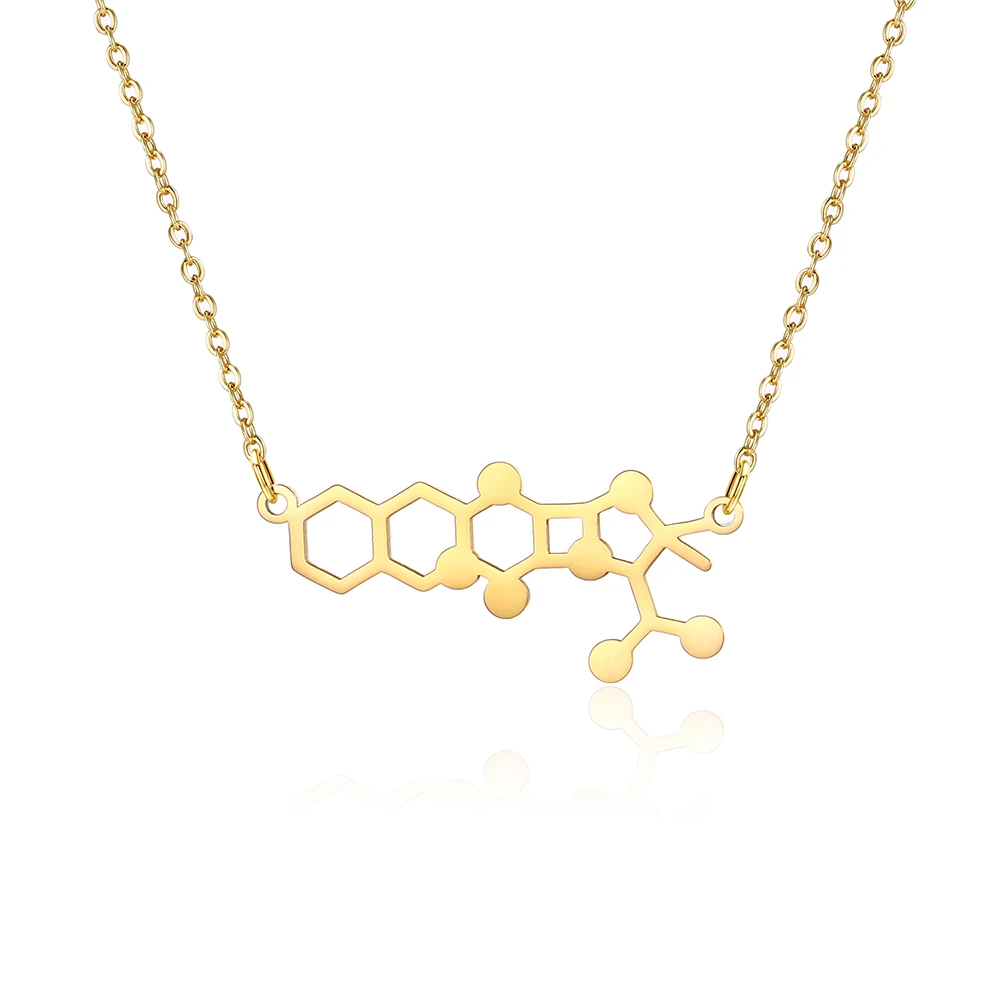 Stainless Steel Penicillin Molecule Necklace Antibiotic Microbiologist Medical Jewelry Biology Gift