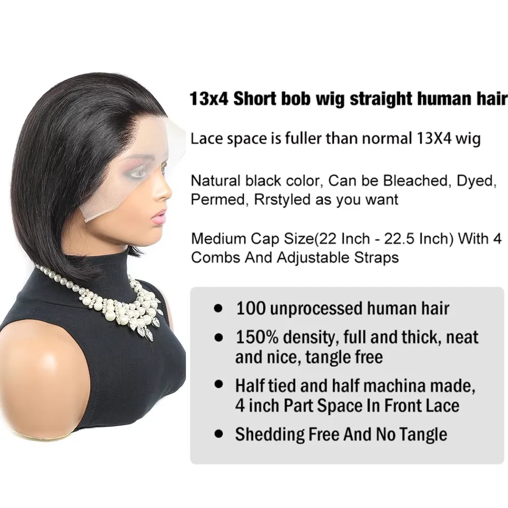 بوب شعر مستعار 13X4 الدانتيل Hd خصلات الشعر المستعار الإنسان الشفاف مستقيم 150% الكثافة الكاملة HD الدانتيل الشفاف الباروكات الأمامية بوب الشعر الدنتلة