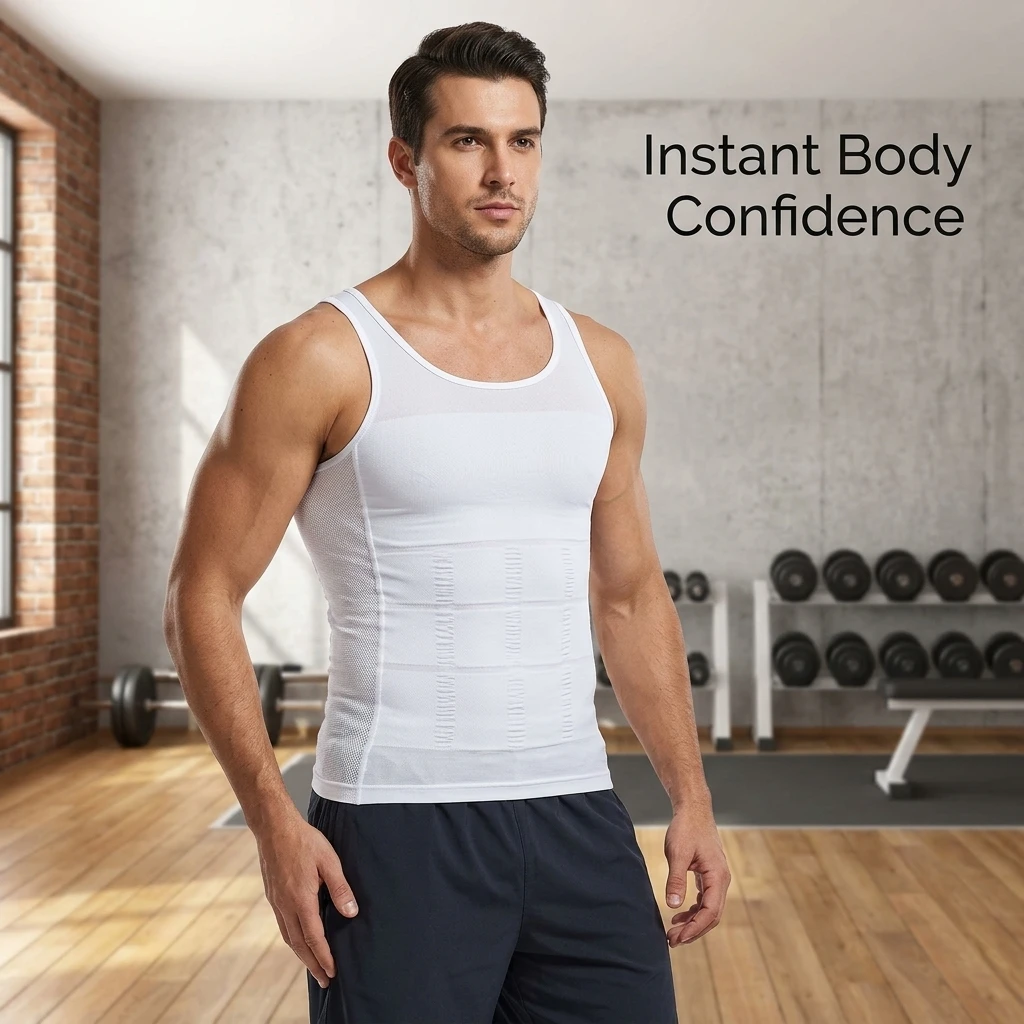 Men's Shapewear Compression Shirt Slim N Lift Tummy Control Chest Binder Slimming Vest Undershirt