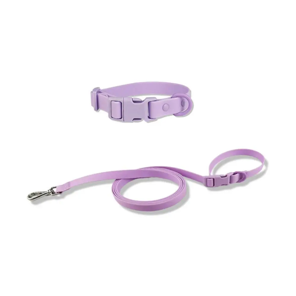 

Adjustable Dog Collar Leash Set Elastic Webbing Waterproof PVC Pet Collars Combo Quick Release Buckle Washable Soft Dog Leashes