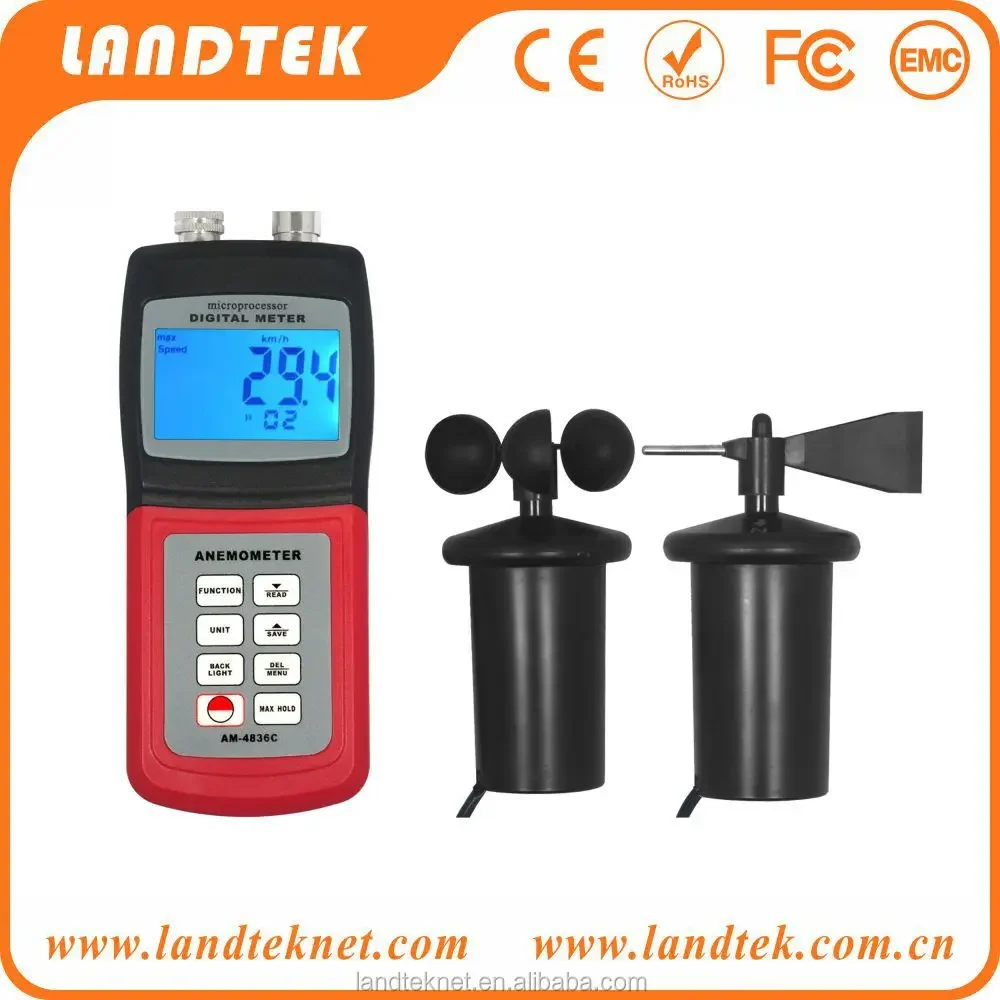 LANDTEK Digital Marine Anemometer 3 cup Wind Speed Meter Device AM4836C