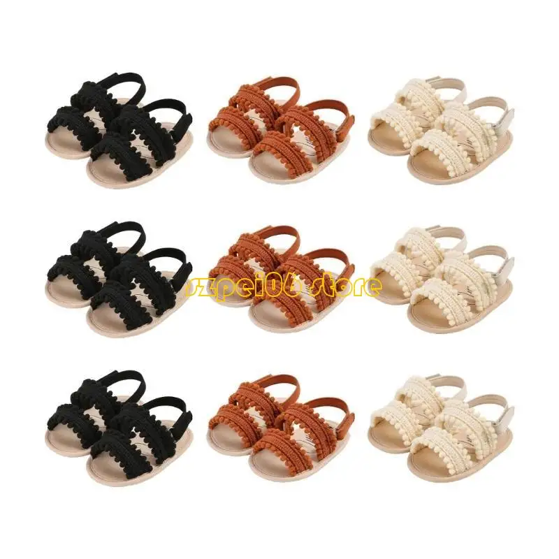 

45BF Summer Baby Sandals Breathable Flat Shoes Upper Adjustable Adhesive Closure Nonslip Bottom for Indoor Outdoor