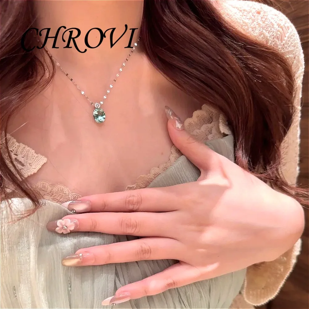 Romantic 925 Sterling Silver Atmosphere Pendant Necklace Luxury Fashion Earrings and Colored Gemstone Set for Women