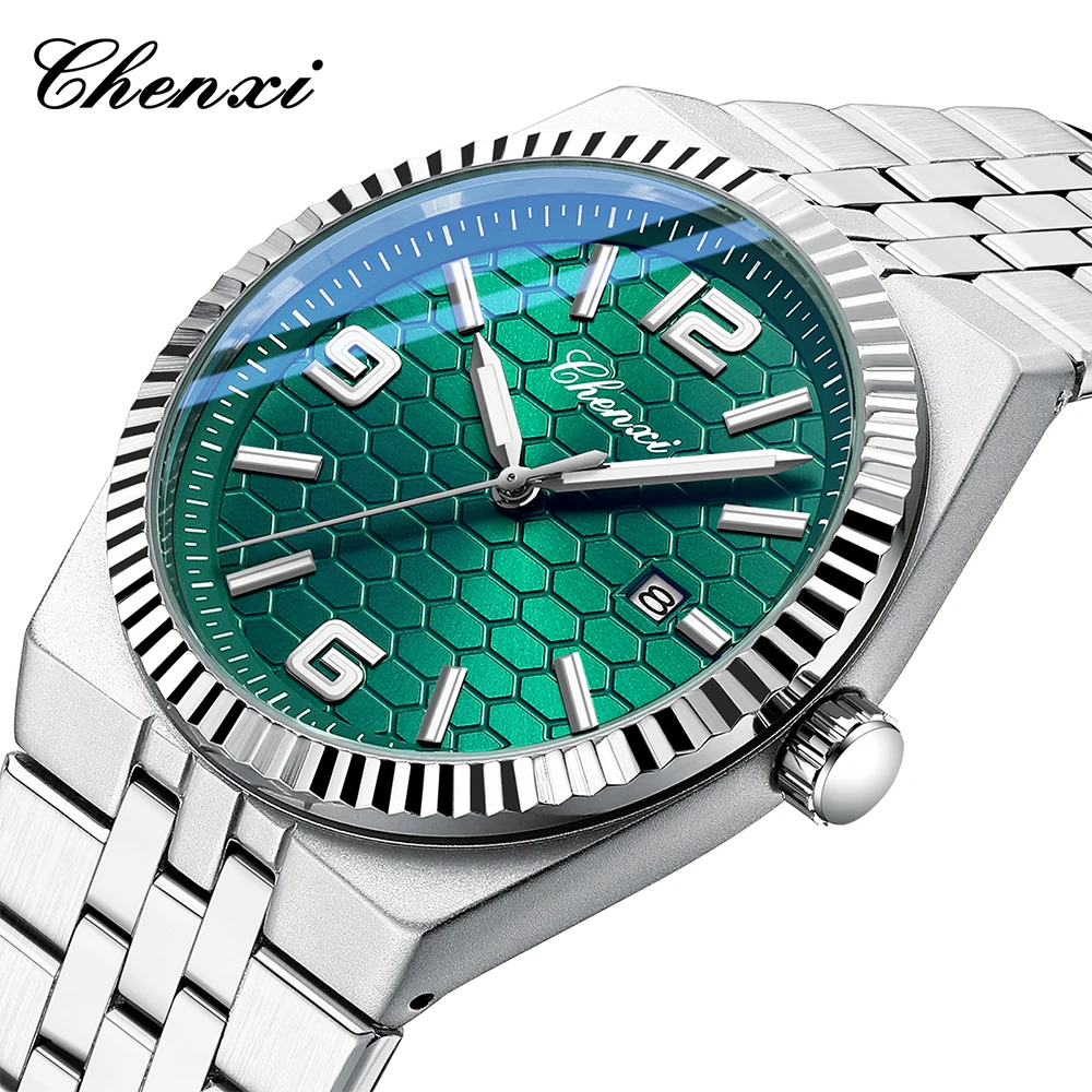 

CHENXI брендовые оригинальные высококачественные мужские часы, деловая мода, текстурированный циферблат, светящийся календарь, водонепроницаемые кварцевые наручные часы, мужские новые