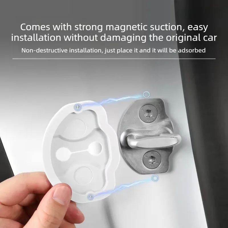For All Tesla Model Series Door Shock Absorbing Buffer Pad Silicone Latch Lock Protective Cover Interior Modification Car Parts