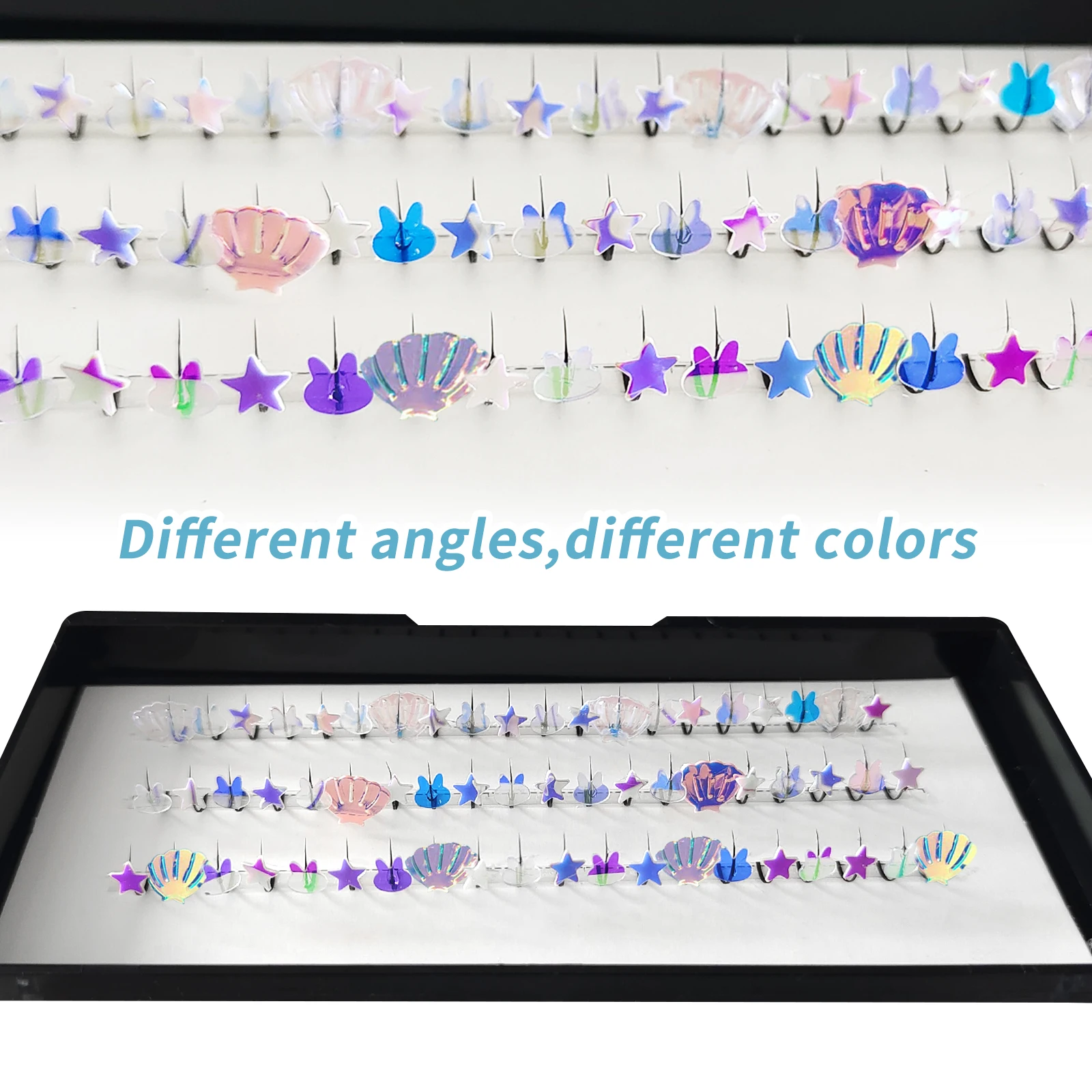 Summer Fairy Eyelash Sparkling Shell Star False Eyelashes Colored Changing Glitter Beauty Lashes Beach Dance Music Festival
