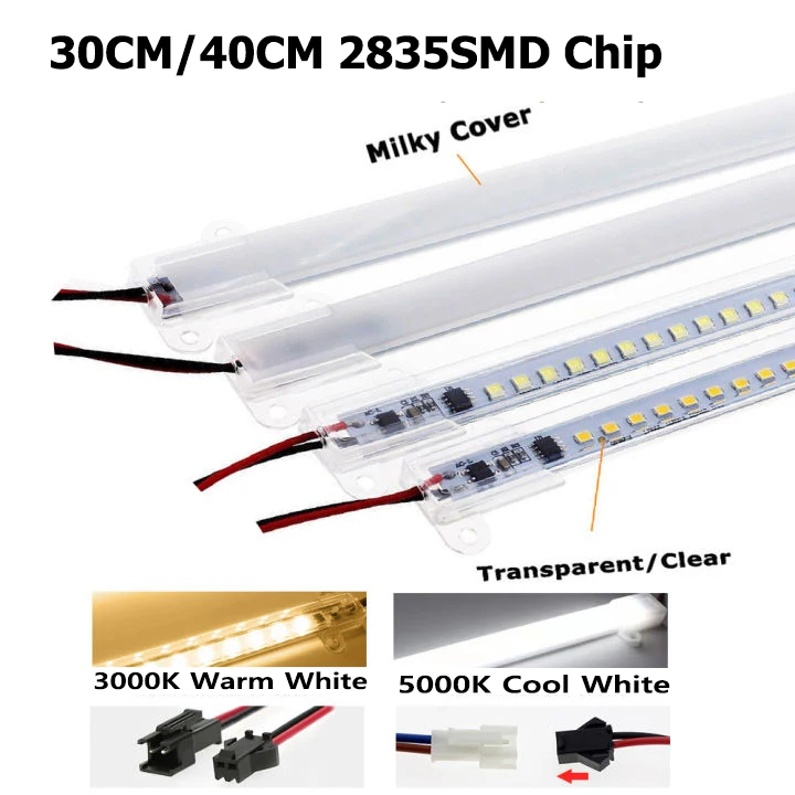 30CM/40CM Led Tube Light Bar Lights Residential Kitchen Profile Lamp Section Floodlight Fluorescent Smd2835 Milky Shell