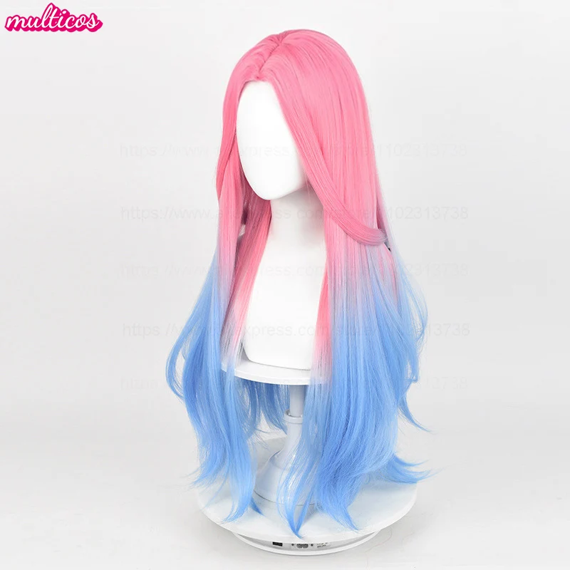 Mizi Cosplay Wig 76cm Long Pink Blue Dyeing Gradient Heat Resistant Synthetic Hair Simulated Scalp Lolita Anime Wigs + Wig Cap - Image 4