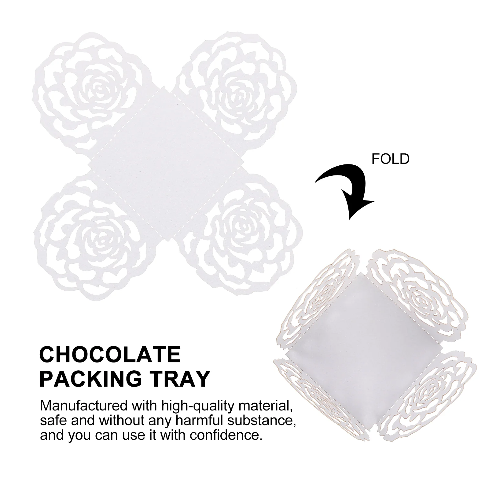 50 Pcs Truffle Packaging Chocolate Tray Chocolates Compartment Cupcake Wrappers White