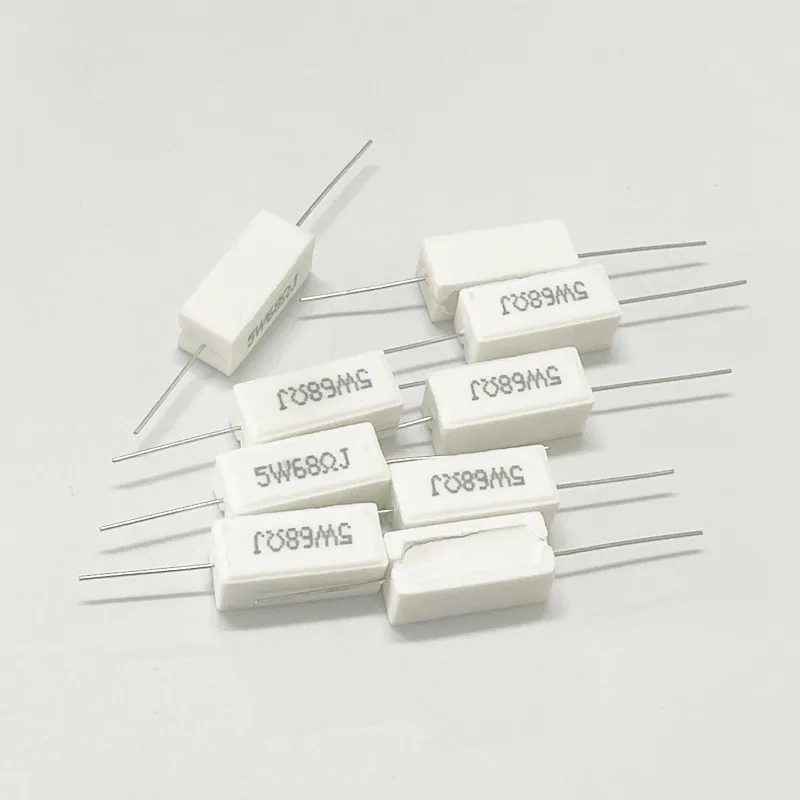 10PCS ตัวต้านทานซีเมนต์ 5W แนวนอน 0.1R/0.25R/0.47R/3R/5R/6.8R/10R/47R/100Ω/1KΩ/10KΩ/47KΩ