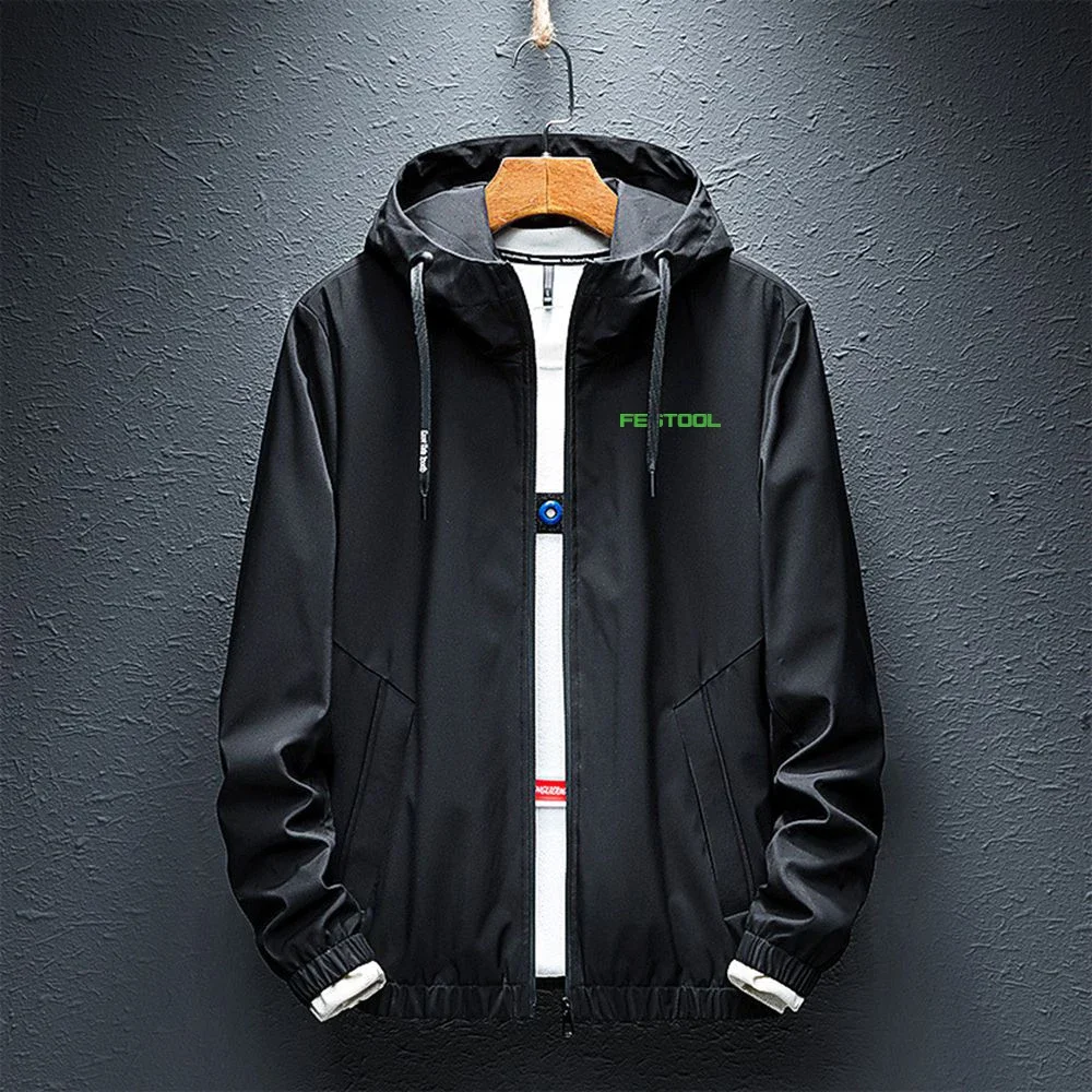 2024 Festool Tools Men's New Splicing Long Sleeves Fashion Outdoor Windbreaker Jackets Streetwear Zipper Hoodies Tops Clothing