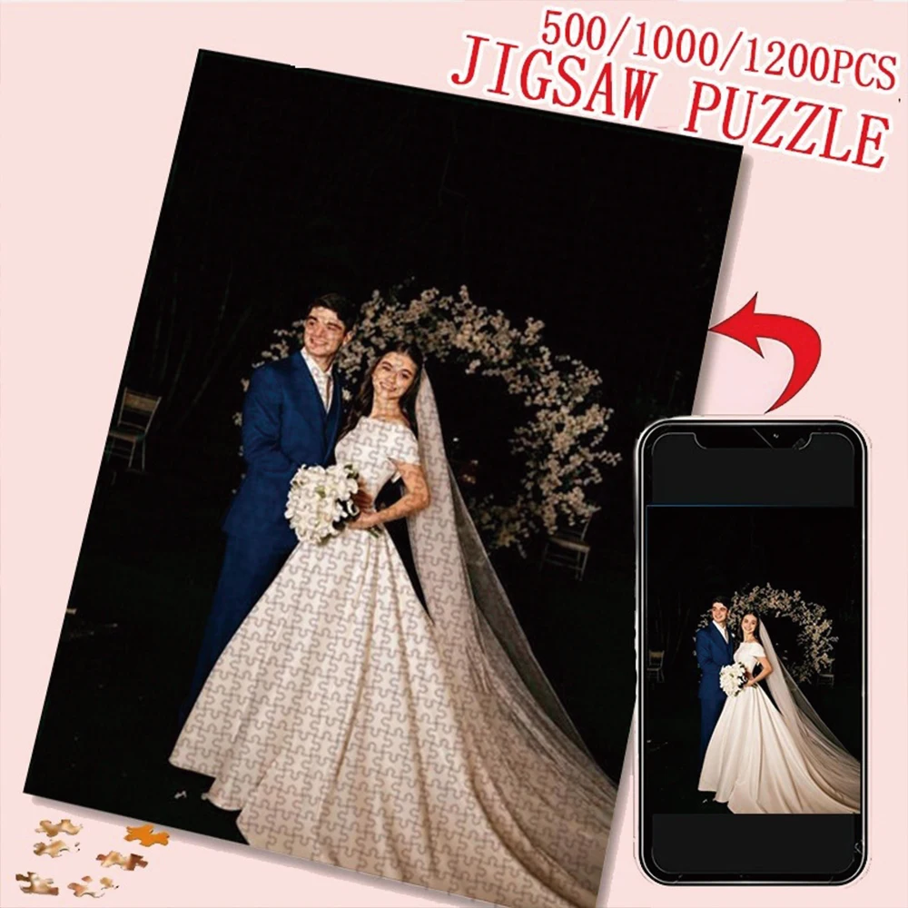 35/300/500/1000pcs Personalized Custom Photo Puzzle Family Photos Parent-Child Interactive Diy Assemble Game Toy