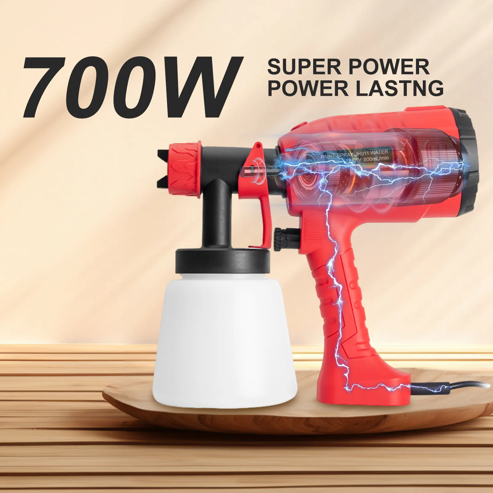 

Adjustable Nozzle Electric Paint Sprayer, Paint Sprayer with 800ml Detachable Container, 2 Nozzles and 3 Patterns for Cabinets,